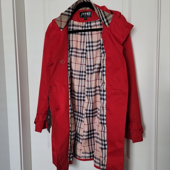 New! Red Trench Coat - Picture 6 of 9